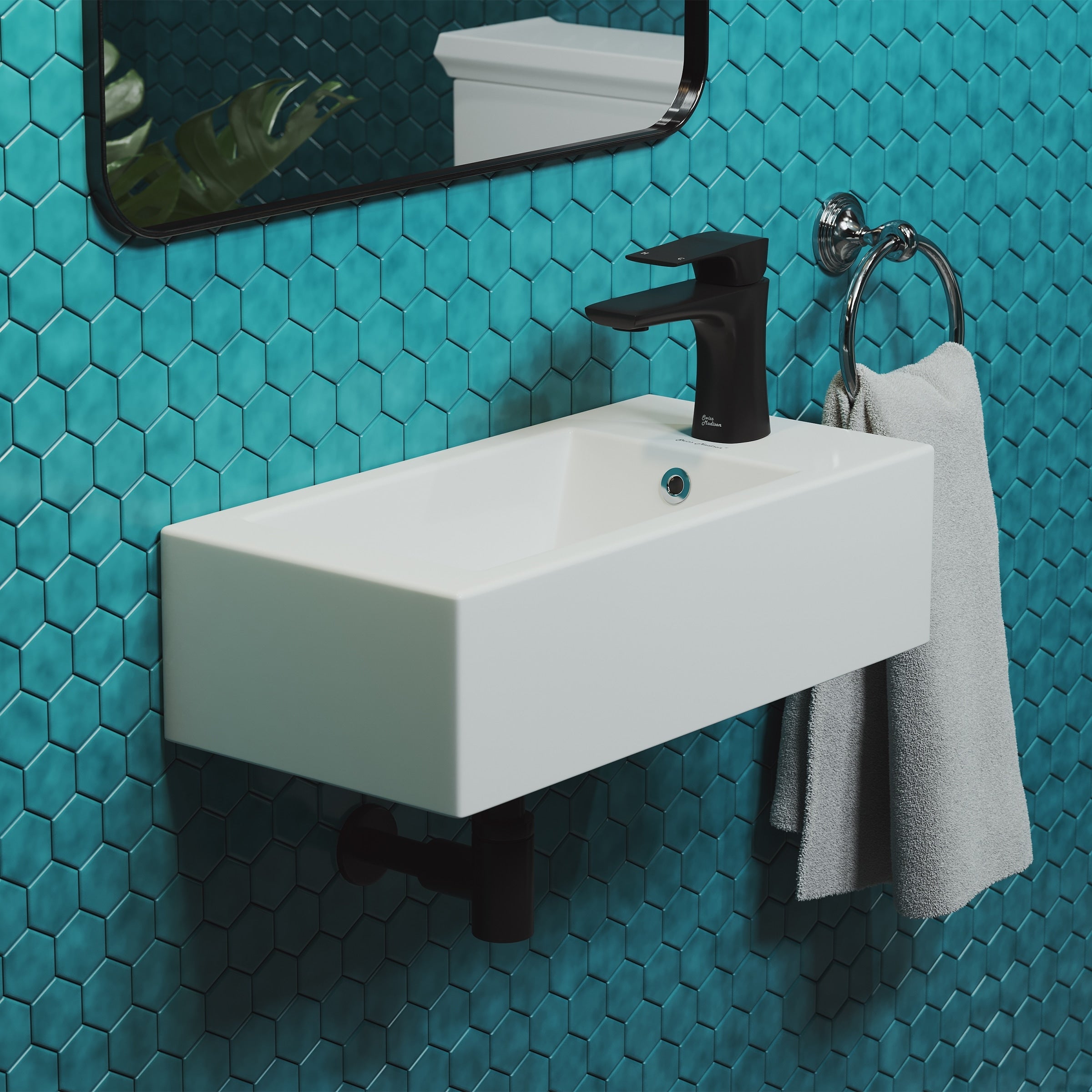 19.5 X 10 Rectangular Ceramic Wall Hung Sink With Right Side Faucet Mount