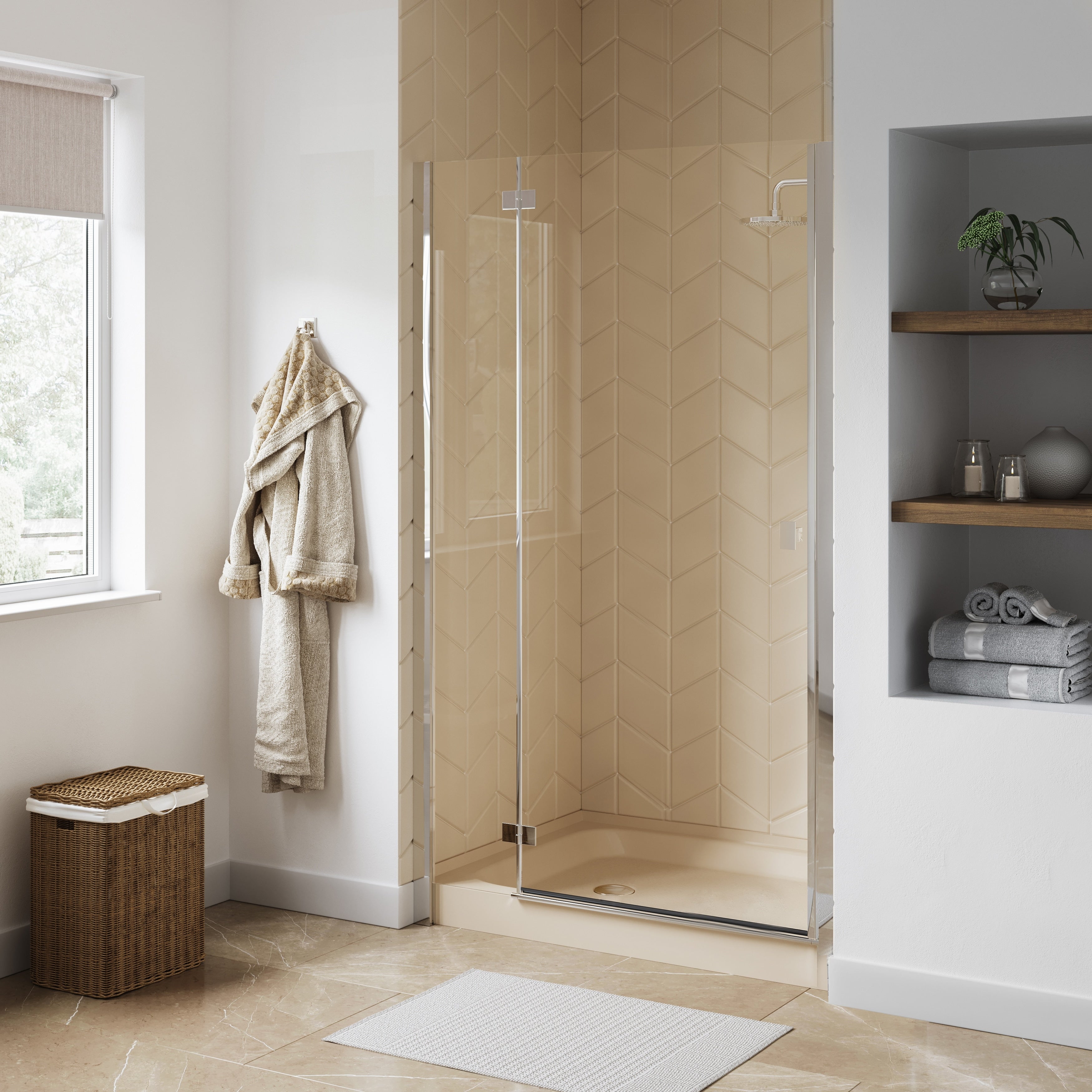Voltaire 48 X 36 Single Threshold Left Hand Drain Shower Base In Biscuit