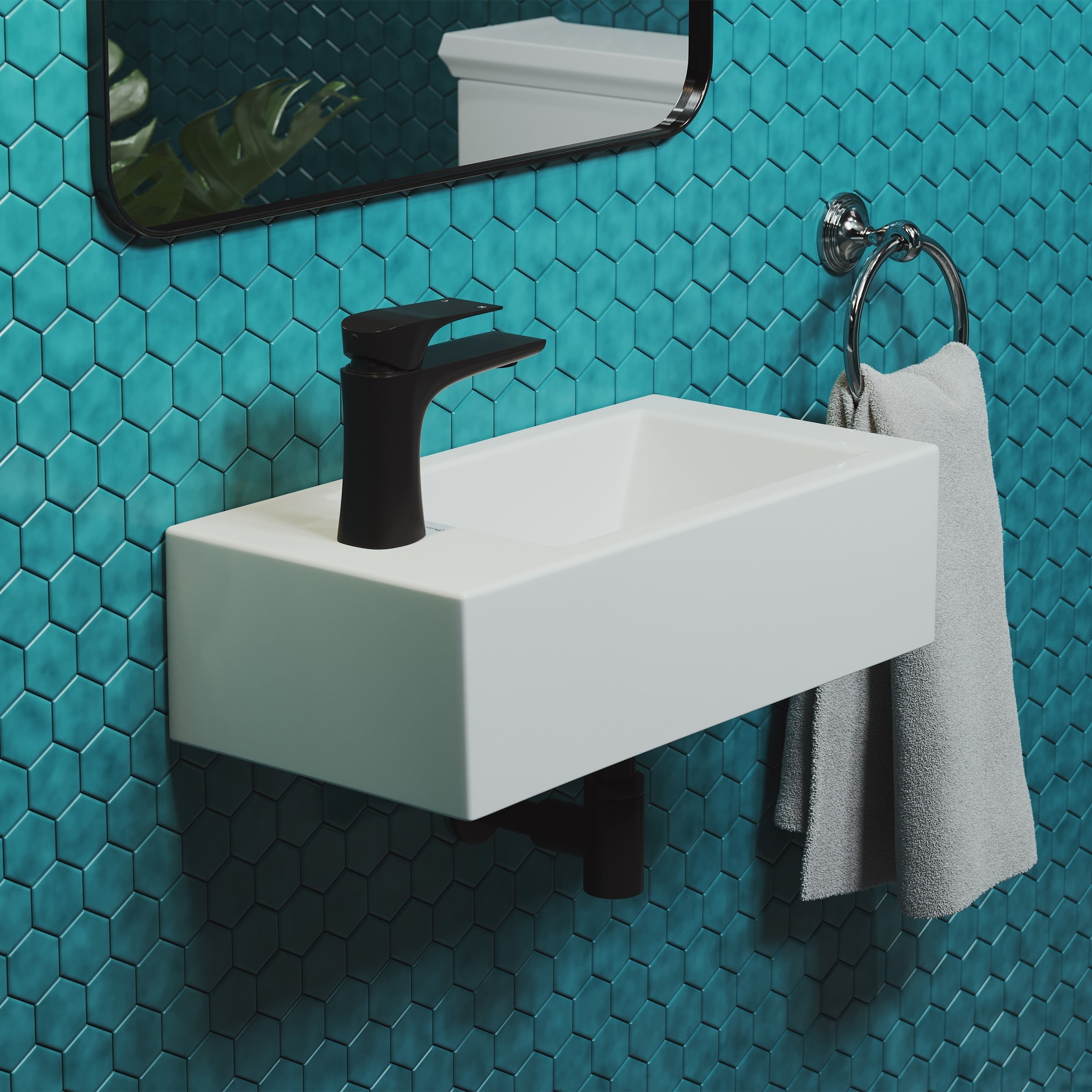 19.5 X 10 Rectangular Ceramic Wall Hung Sink With Left Side Faucet Mount