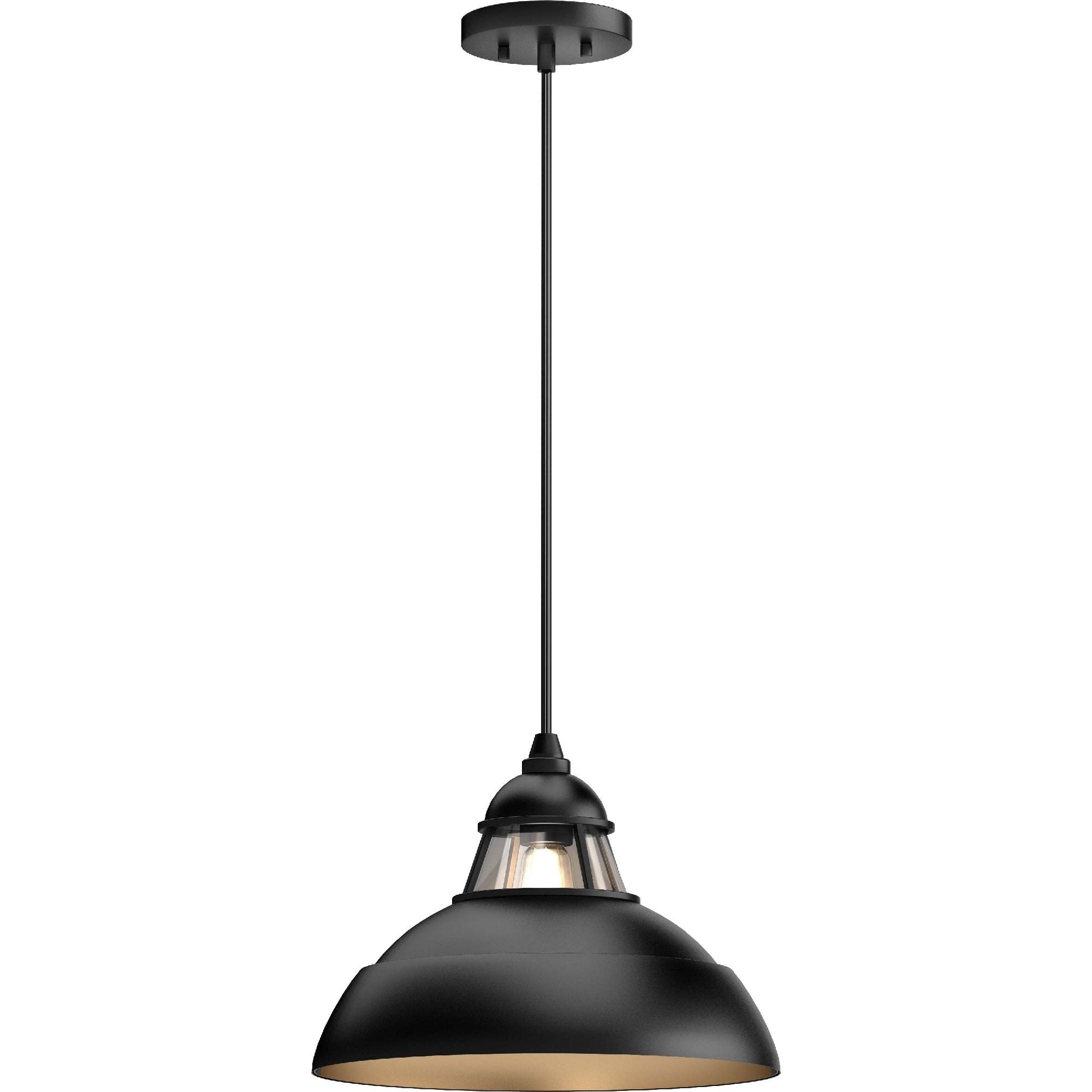 Volume Lighting 1 Light Black Hanging Pendant Bowl Clear Glass