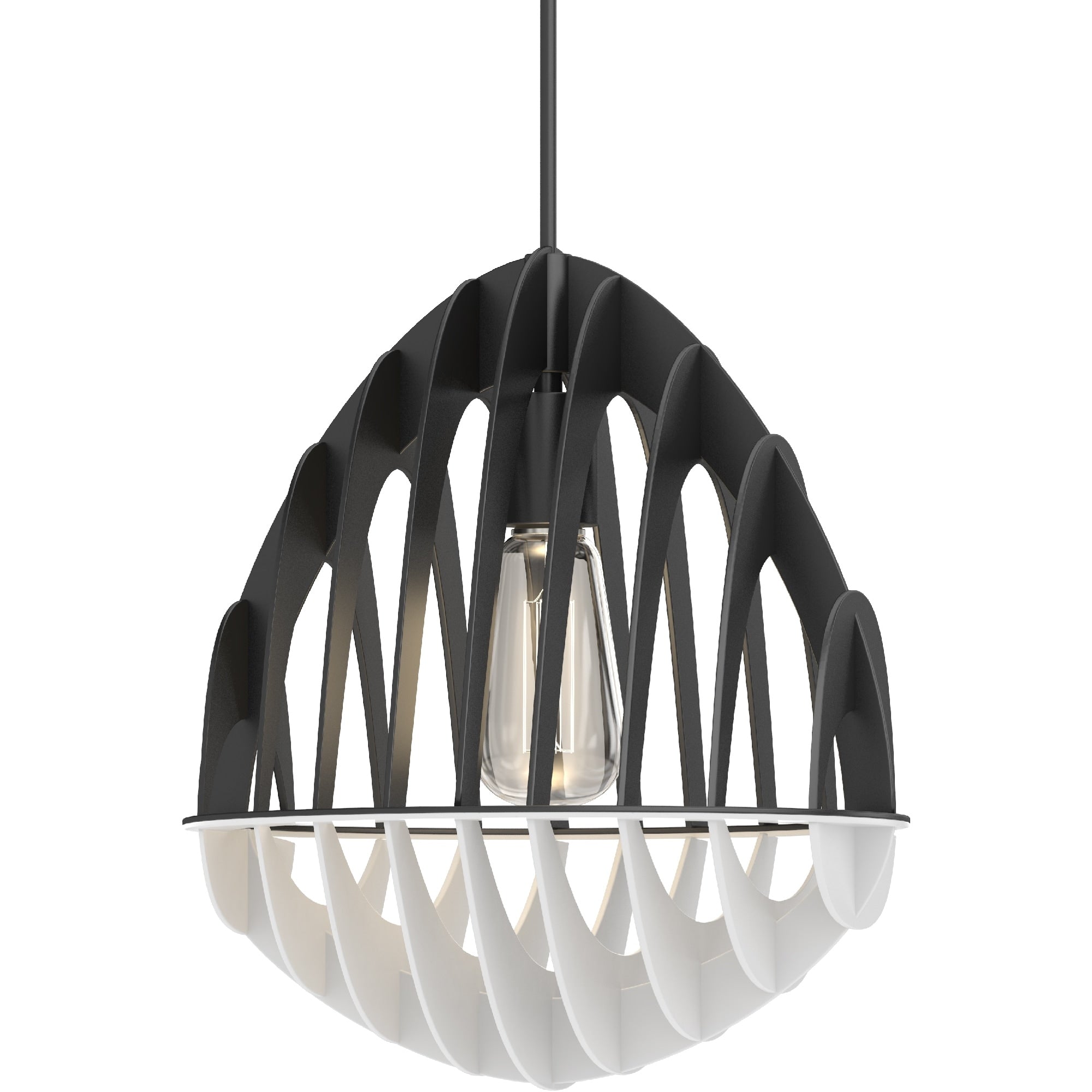 Volume Lighting 1 Light Black With White Indoor Mini Pendant