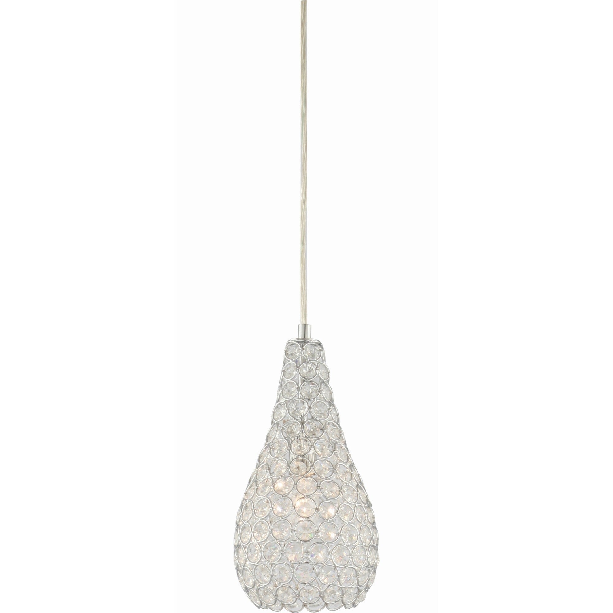Volume Lighting 1 Light Chrome Pear Teardrop Hanging Mini Pendant