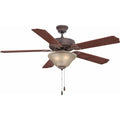 Volume Lighting 5 Blade 52 Indoor Ceiling Fan With Sepia Glass Light
