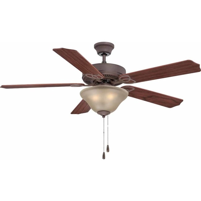 Volume Lighting 5 Blade 52 Indoor Ceiling Fan With Sepia Glass Light