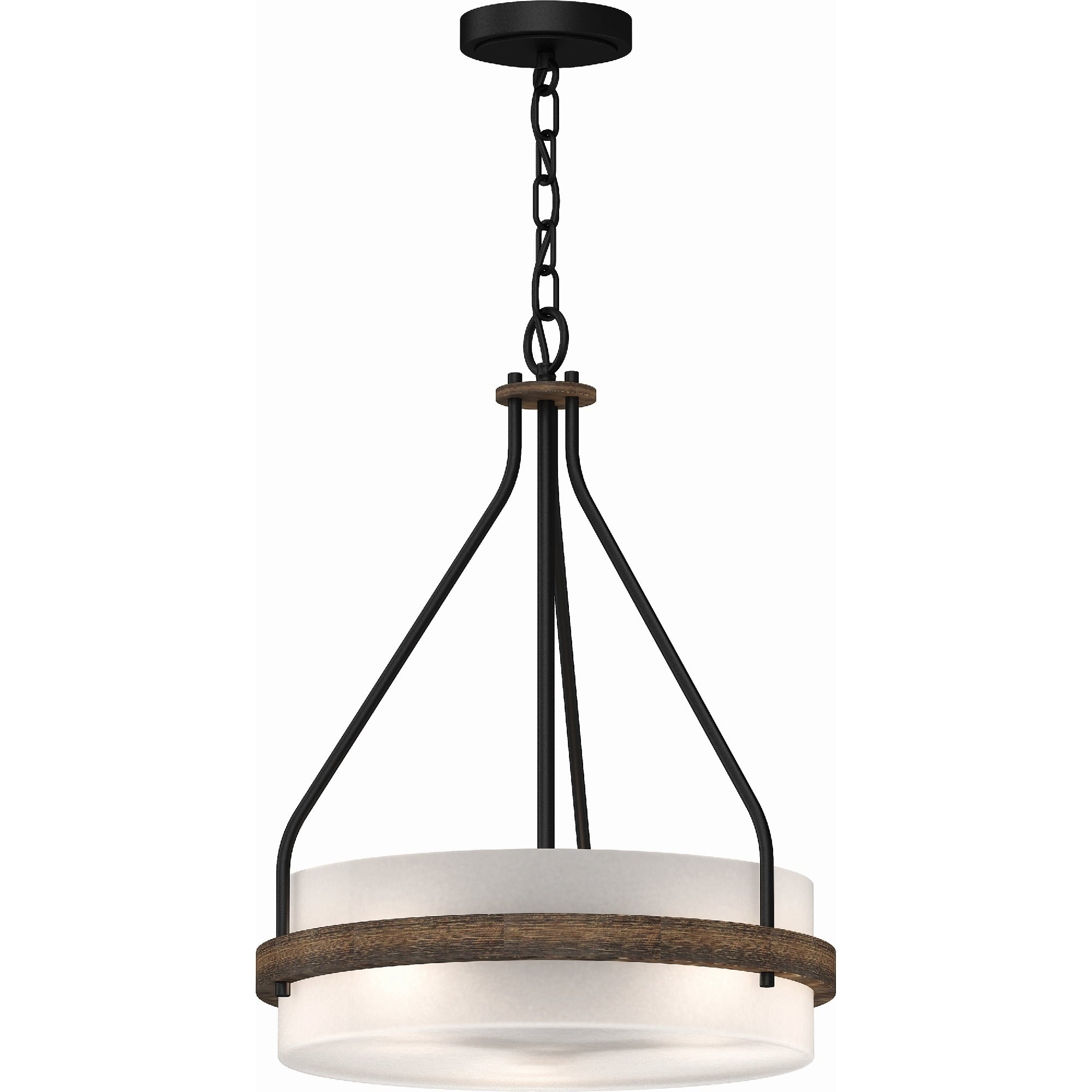 Volume Lighting Emery 3 Light Walnut Black Mini Hanging Chandelier