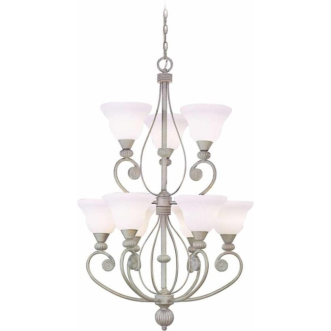Volume Lighting V7699 Kyoto 9 Light 2 Tier Chandelier Platinum Rust