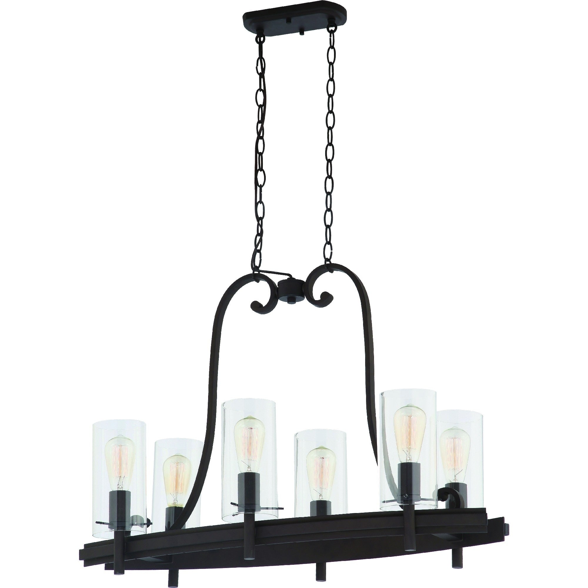 Volume Lighting Regina 6 Light Antique Bronze Linear Island Chandelier N A