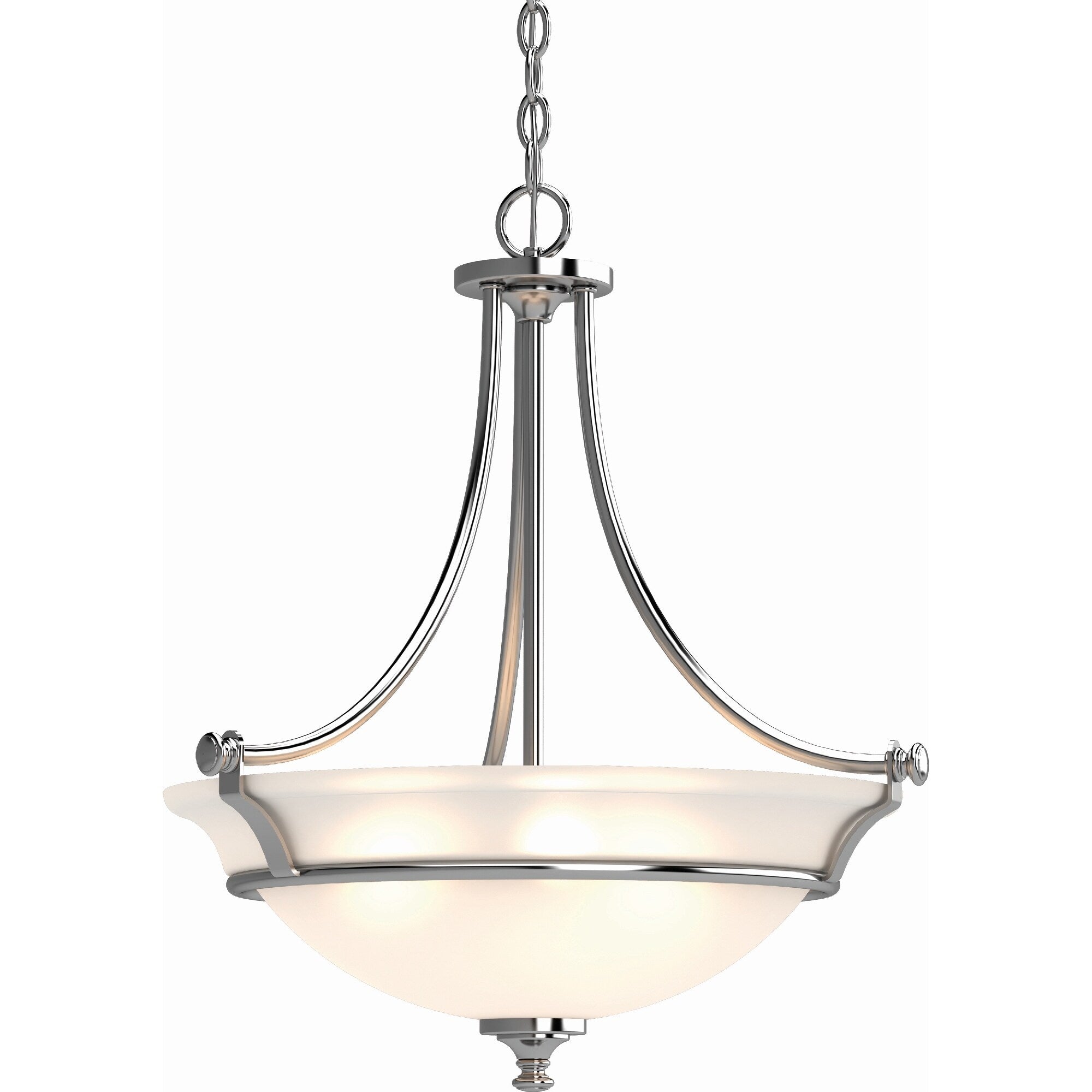 Volume Lighting Tes 3 Light Chrome Hanging Pendant Frosted Glass Bowl