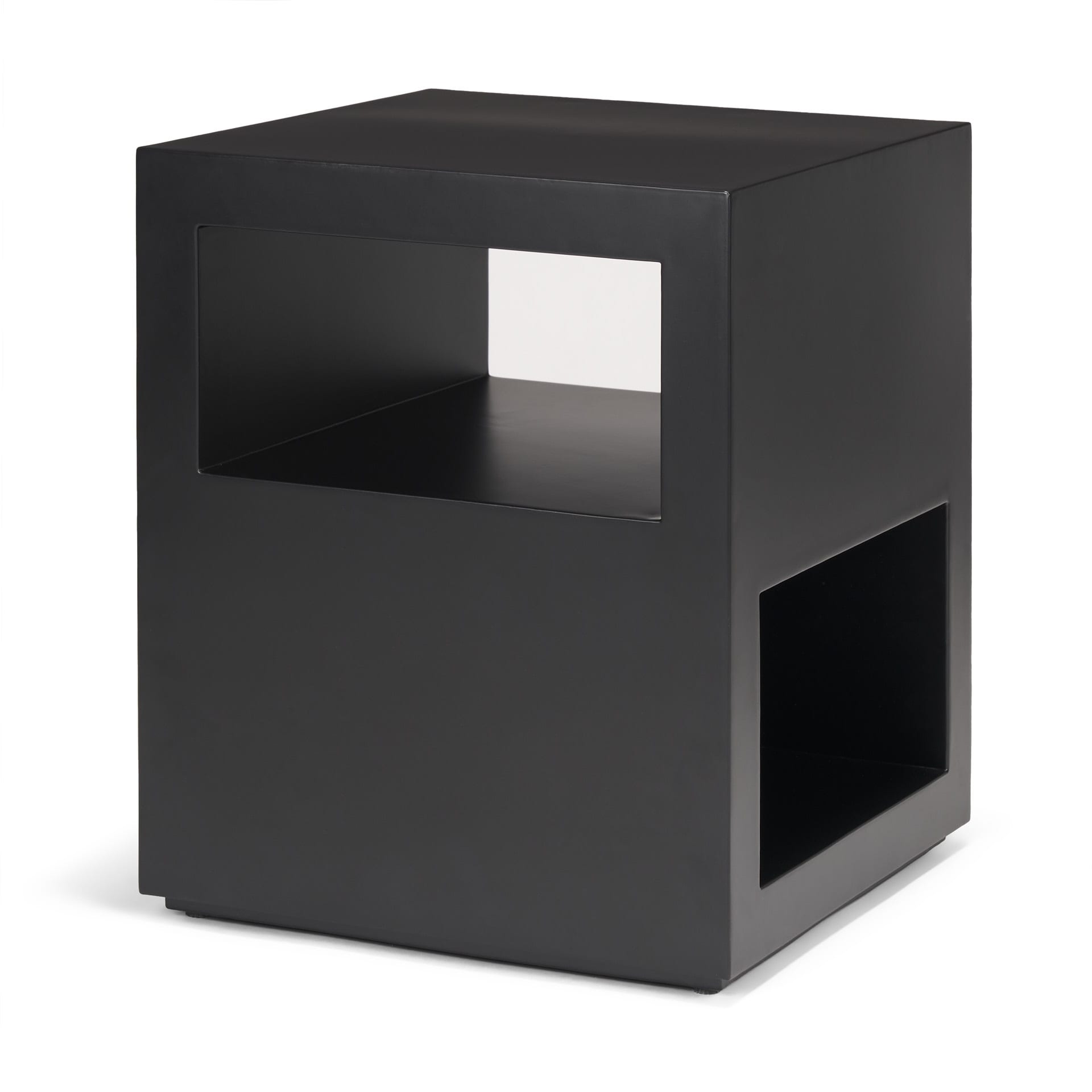 Vondra Matte Black Metal W Open Shelves Side Table