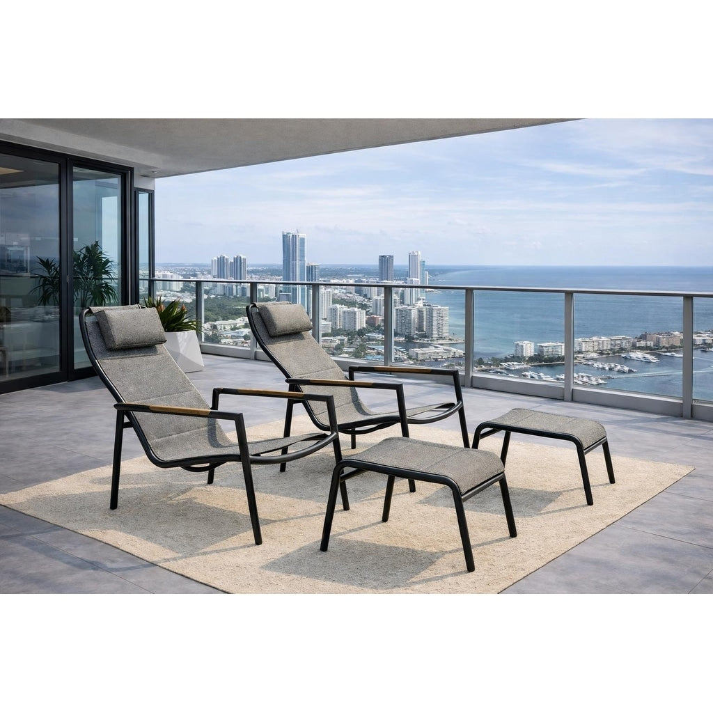 Vonn Relaxed Dark Grey 5 Piece Aluminum Outdoor Chat Set