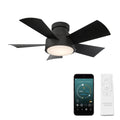 Vox 38 Inch Five Blade Indoor Outdoor Smart Flush Mount Ceiling Fan With Six Speed Dc Motor And Led Light.