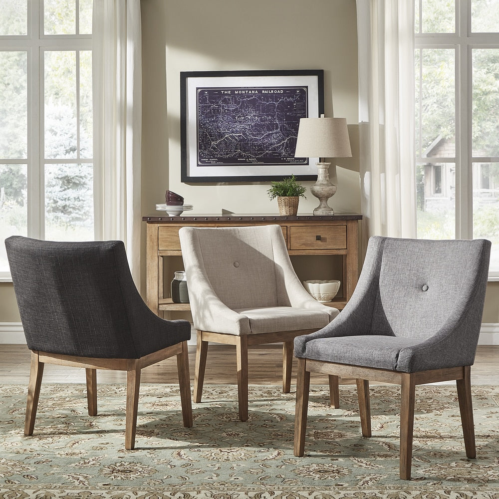 Voyager Button Tufted Slope Arm Linen Dining Chair Set Of 2 By Inspire Q Artisan