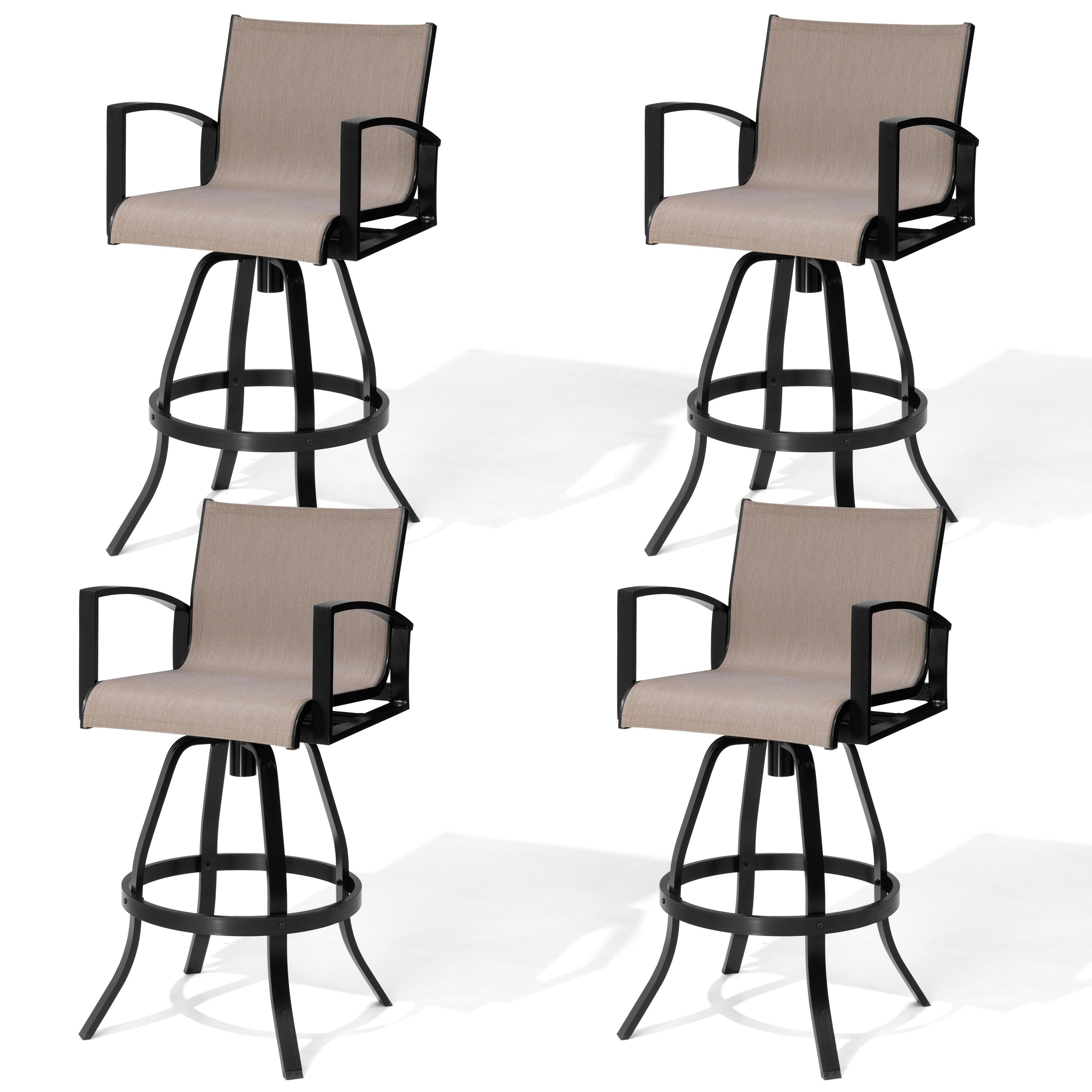 Vredhom Outdoor Patio All Weather Aluminum Swivel Sunbrella Fabric Bar Stools