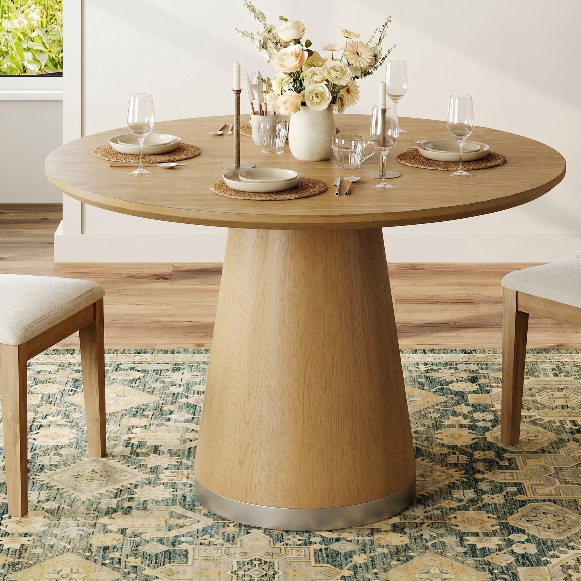 Wampat 43 Round Dining Table With Pedestal Base