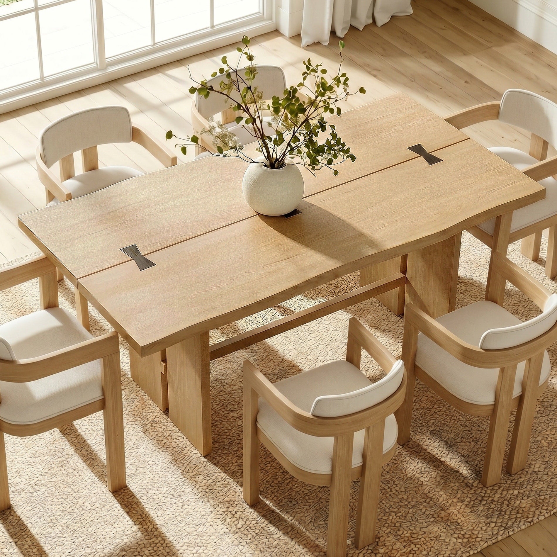 Wampat 67 Inch Modern Dining Table Sturdy Wooden Dinner Table For 4 6 People With Black Bow Decoration For Dining Room Kitchen