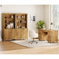 Wampat Home Office Furniture Set 58 Executive Desk With Drawers 2 Column 71 Tall Bookcase With Doors And Adjustable Shelves