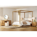 Wampat Modern Bedroom Sets Queen Canopy 4 Poster Bed Frame With Headboard And 58 Vanity Charging Desk