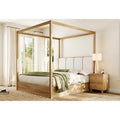 Wampat Modern Bedroom Sets Queen Canopy 4 Poster Bed With Headboard And Charging Nightstands