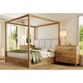 Wampat Modern Bed And Nightstand Set Queen Canopy 4 Poster Bed And End Table With Drawers