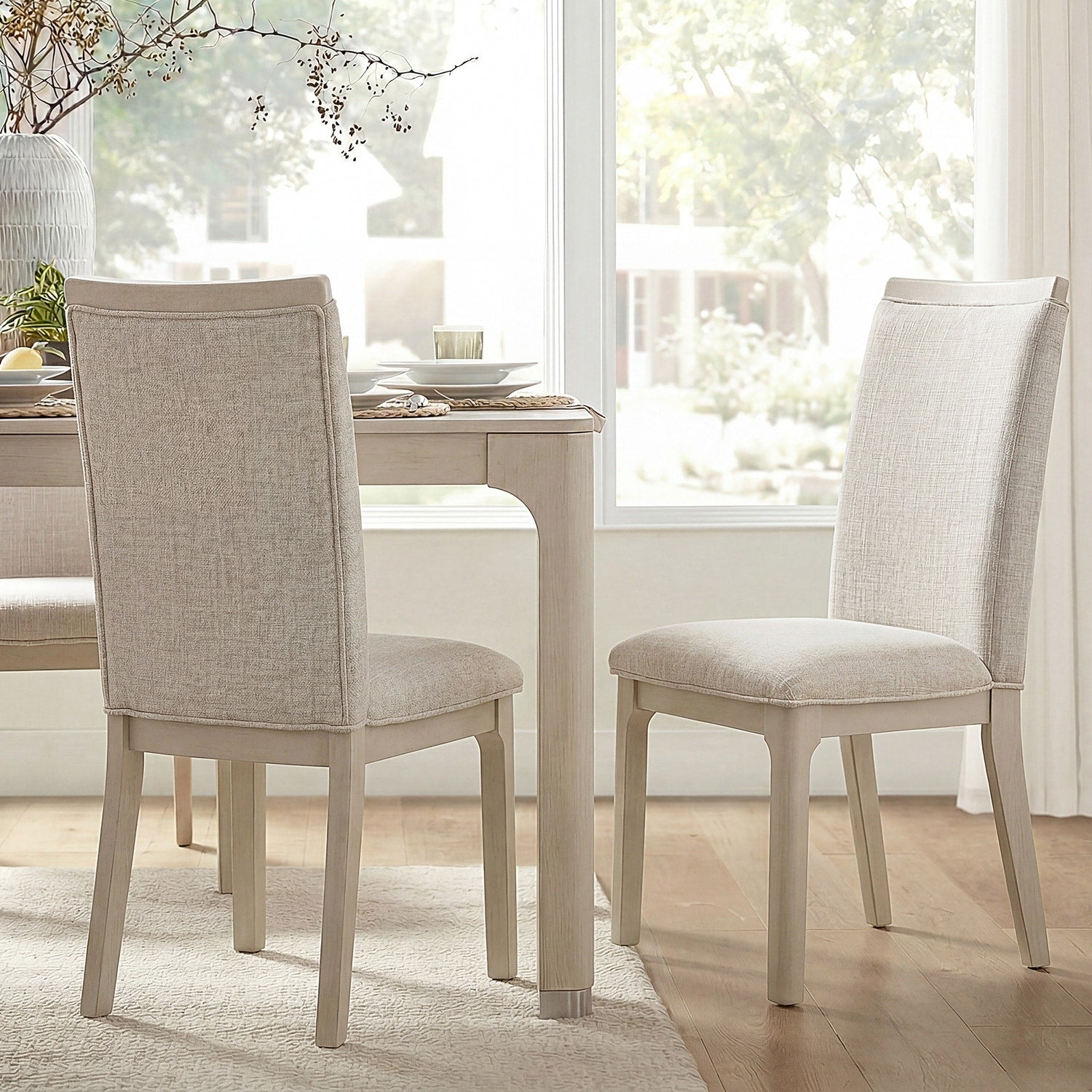 Wampat Set Of 2 Upholstered Solid Wood Dining Chairs High Back