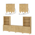 Wampat Tv Stand And End Table Set Of 3 Entertainment Center For 75 Tv With Cabinets And Drawers 2 Side Tables For Living Room