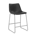We Furniture Modern Faux Leather Dining Kitchen Counter Stool Set Of 2 Black