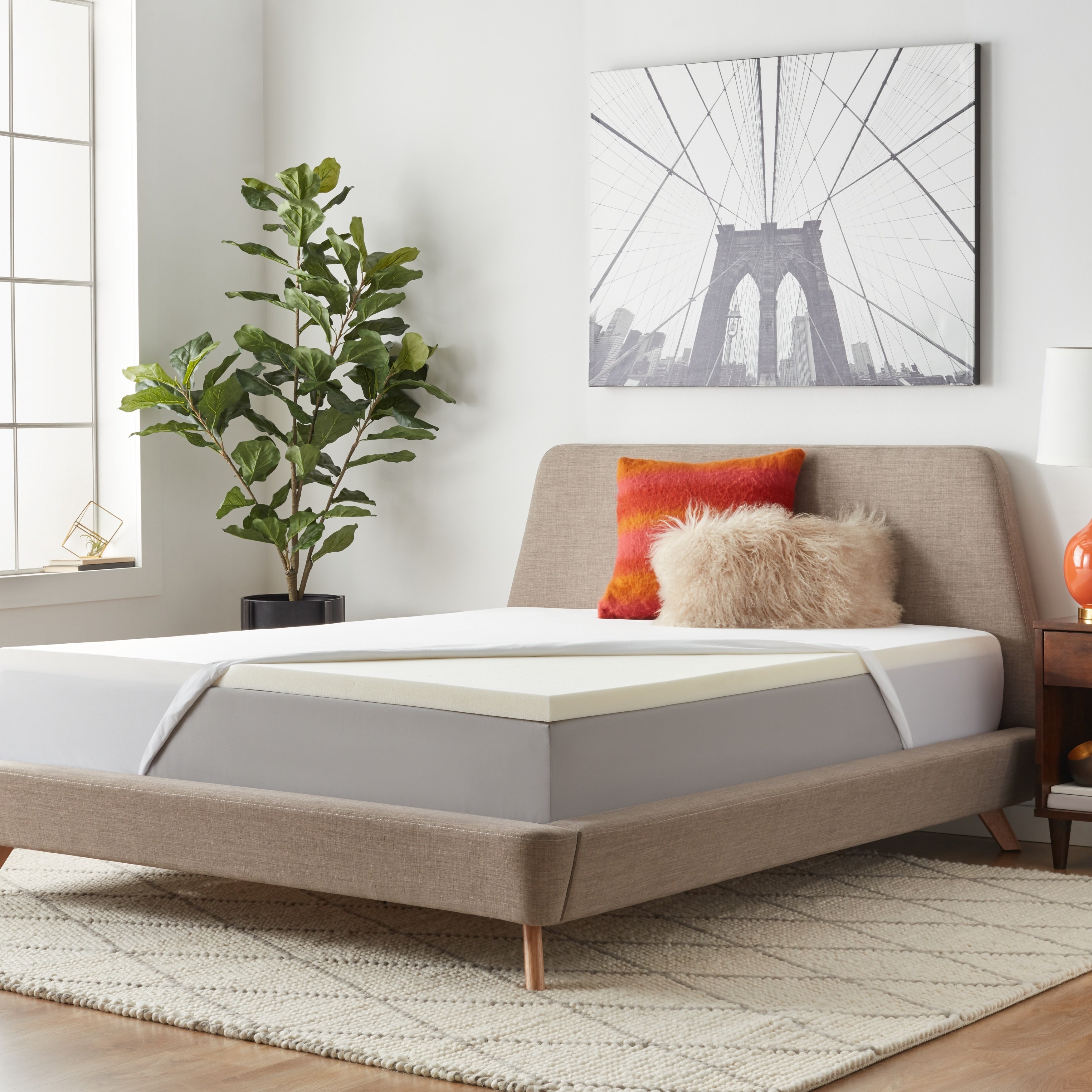 Weekender 2 Inch Memory Foam Mattress Topper With Fitted Jersey Mattress Protector