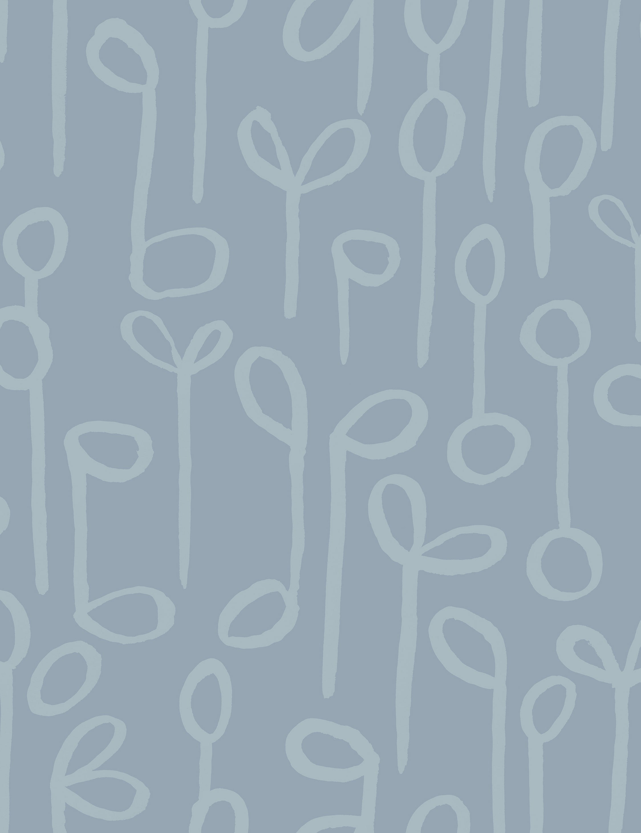 Seedlings Wallpaper by Susan Hable Swatch, Blue