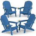 Winsoon Outdoor All Weather Hdpe Folding Adirondack Chair With Cup Holder Adjustable Back Set Of 4