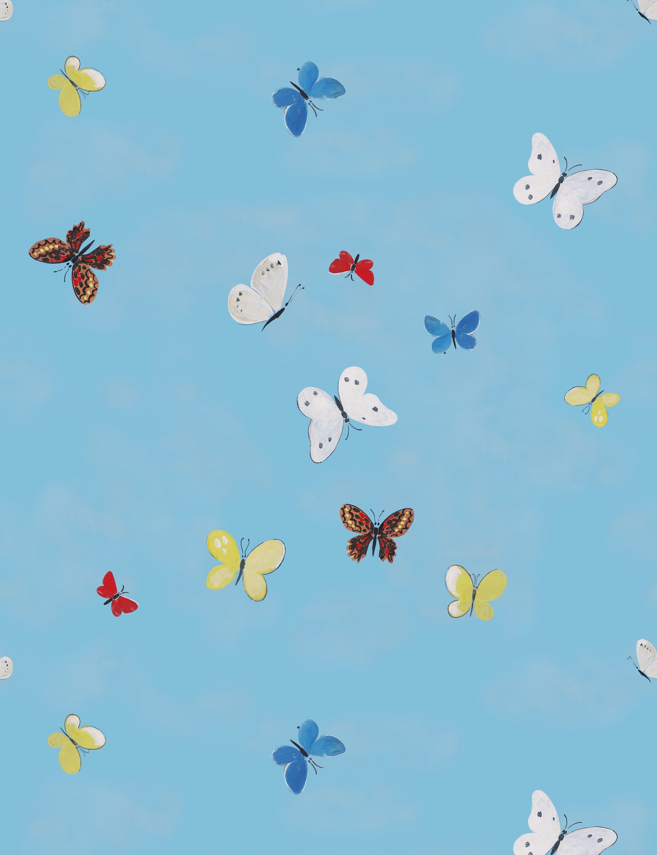 Flying Butterflies Wallpaper by Paule Marrot, Blue, Swatch