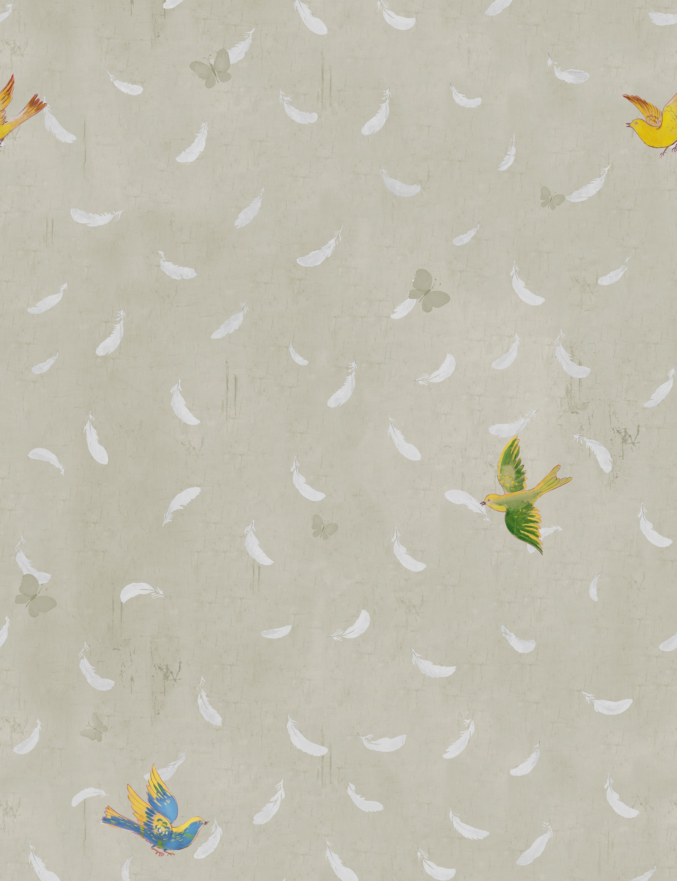 Feathers Wallpaper by Paule Marrot, Natural, Swatch