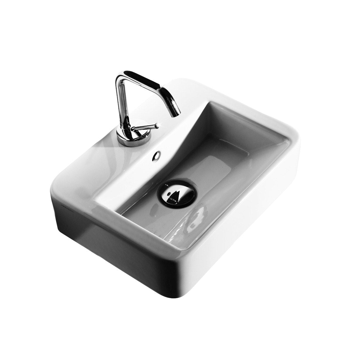 Ws Bath Collections Quadro 3408 15 11 16 Ceramic Wall Mounted Vessel Bathroom Sink With 1 Hole Drilled And Overflow White