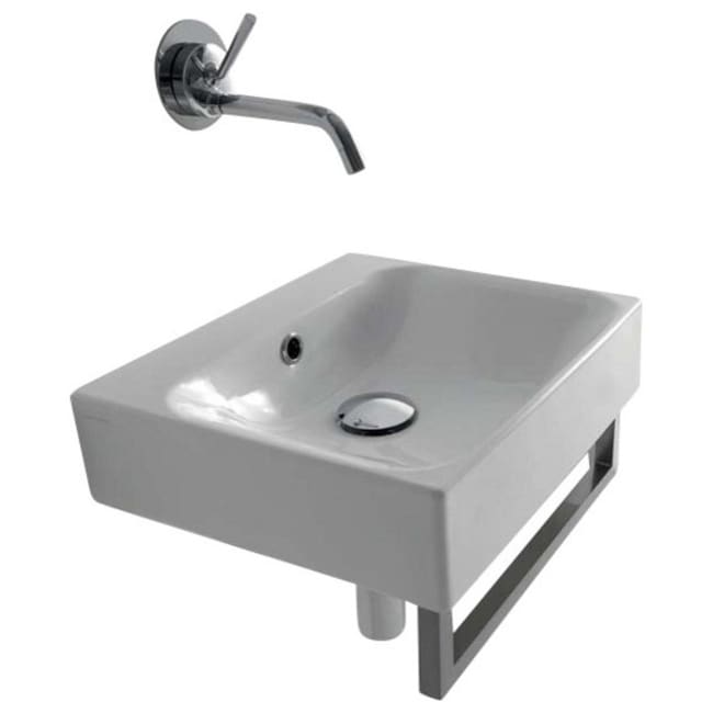Ws Bath Collections Cento 3539 15 11 16 Ceramic Wall Mounted Vessel Bathroom Sink With Overflow White