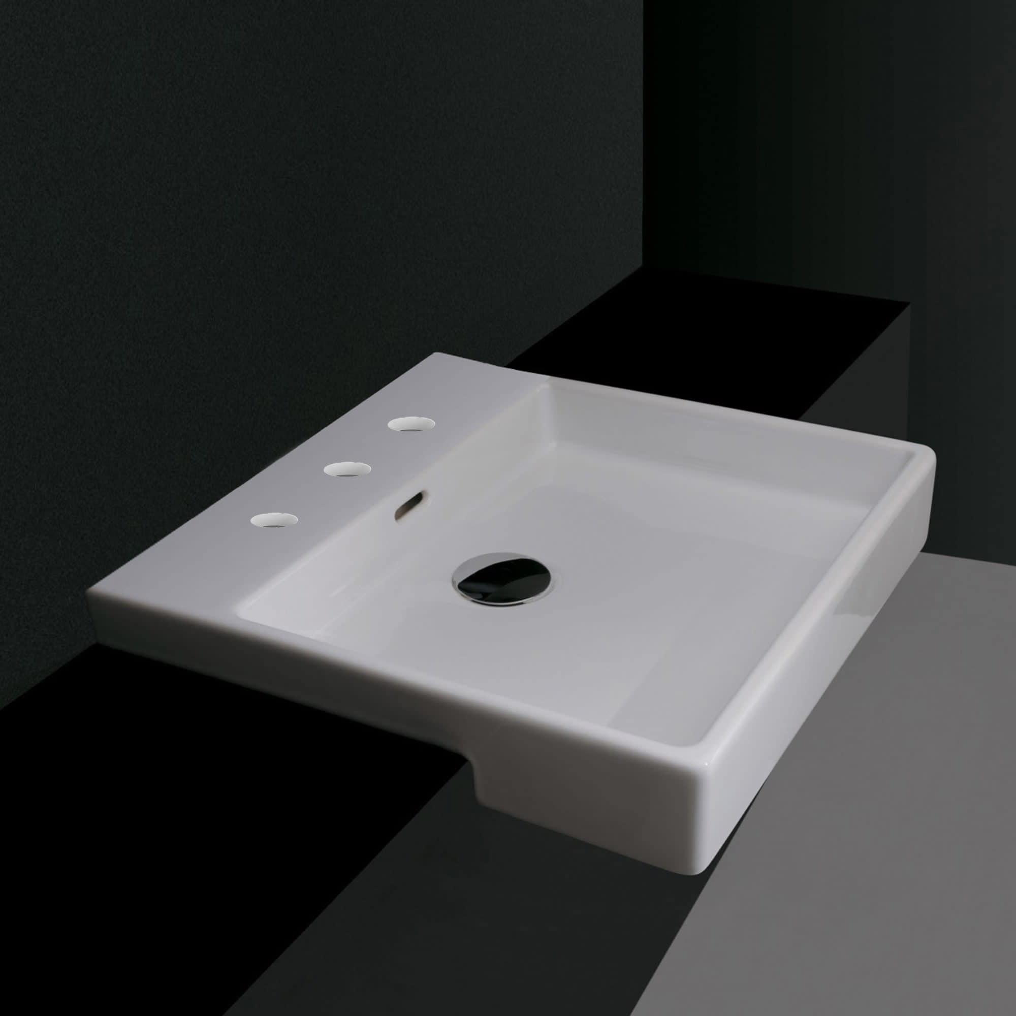 Ws Bath Collections 17 11 16 Ceramic Drop In Bathroom Sink With Three