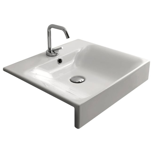 Ws Bath Collections Cento 3546 19 11 16 Ceramic Drop In Bathroom Sink With 1 Hole Drilled And Overflow White