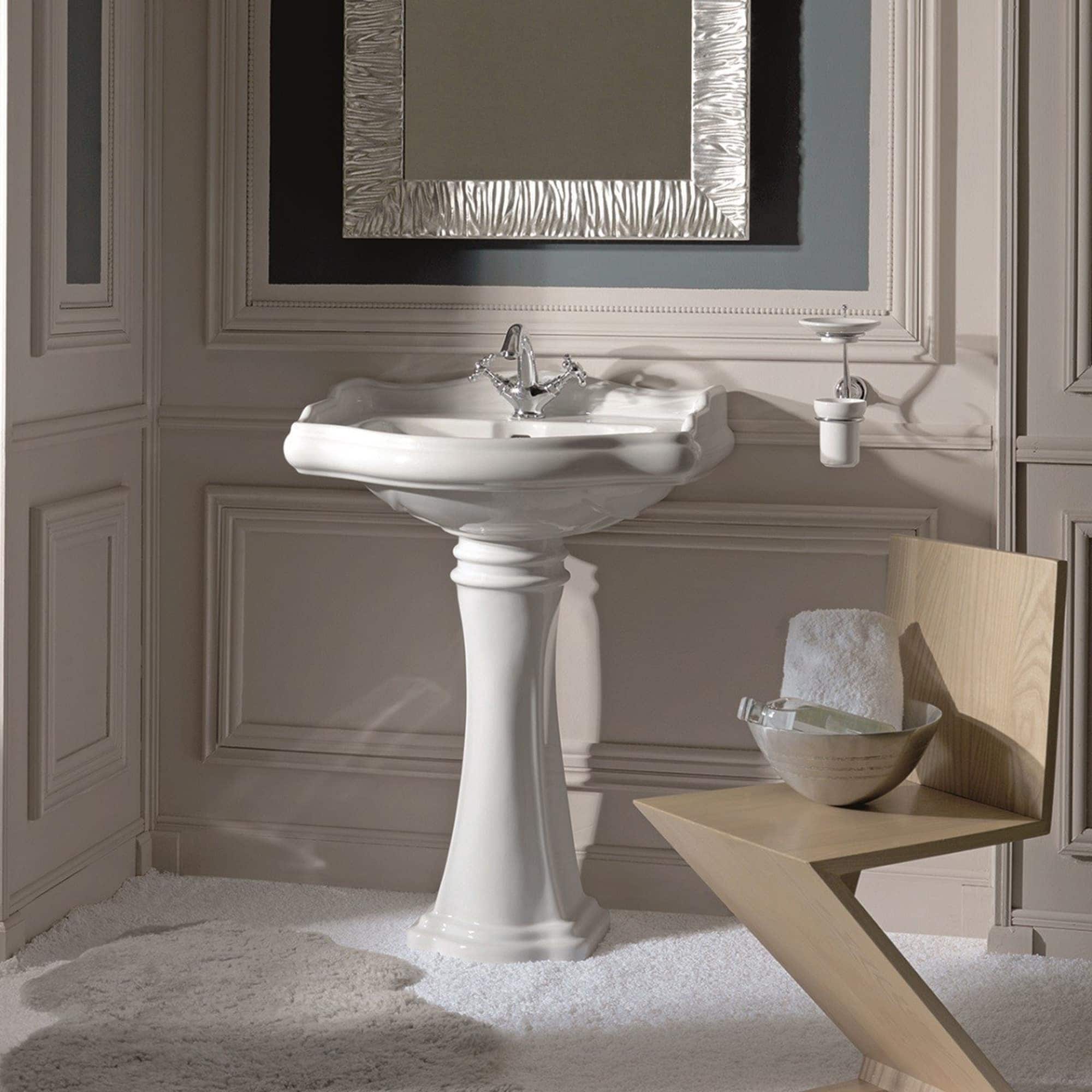 Ws Bath Collections 21 3 4 Ceramic Pedestal Bathroom Sink With One