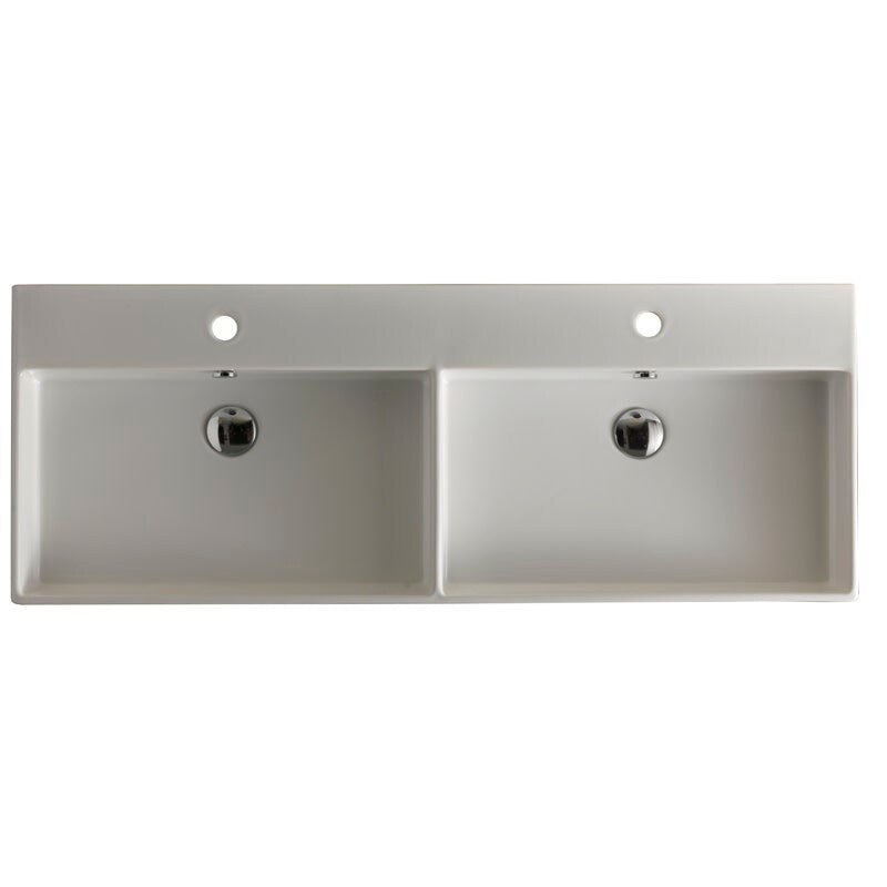Ws Bath Collections Ceramica I 47 1 5 Double Basin Vessel Or Wall