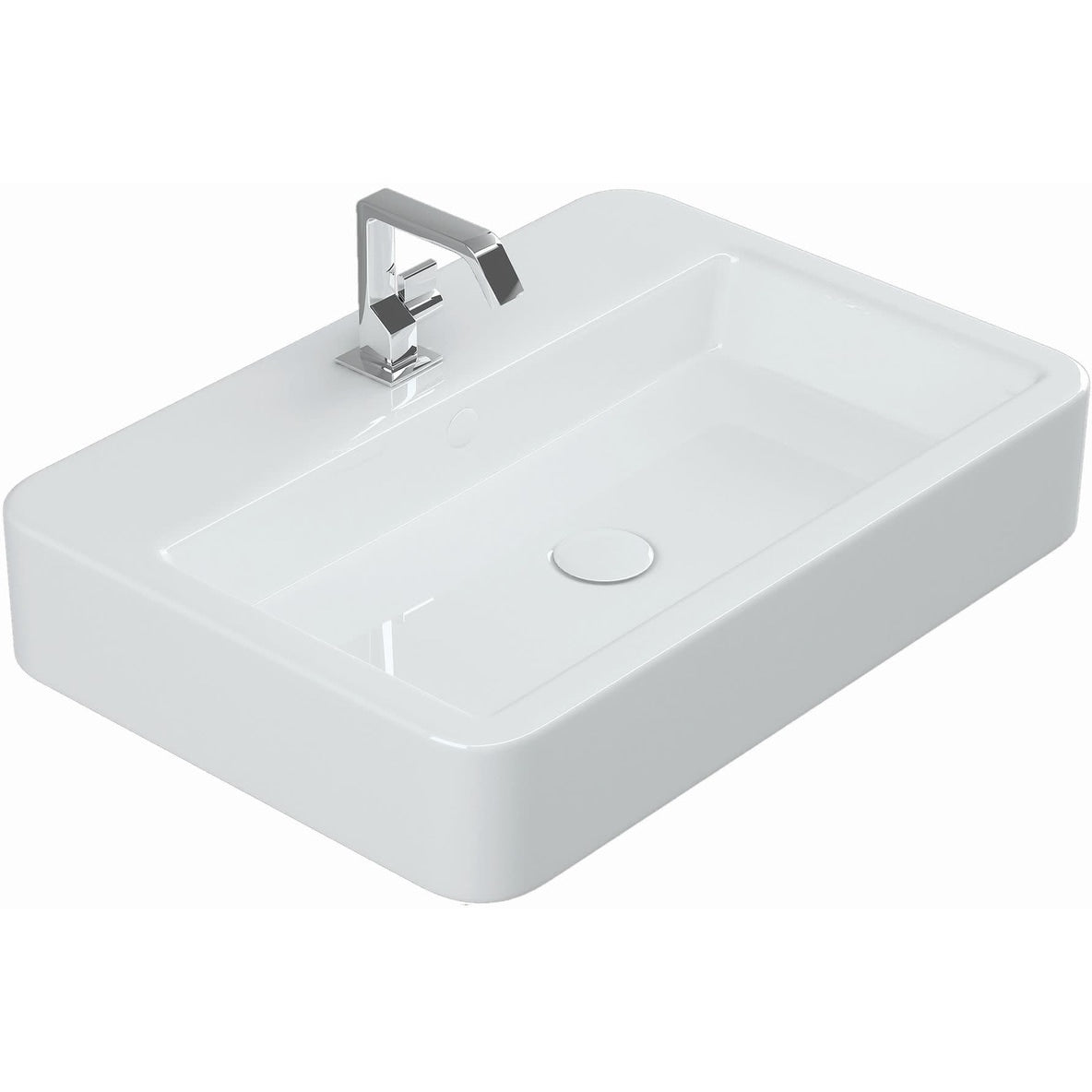 Ws Bath Collections Contour 61060 Contour 23 3 5 Ceramic Single Hole Wall Mount Gloss White