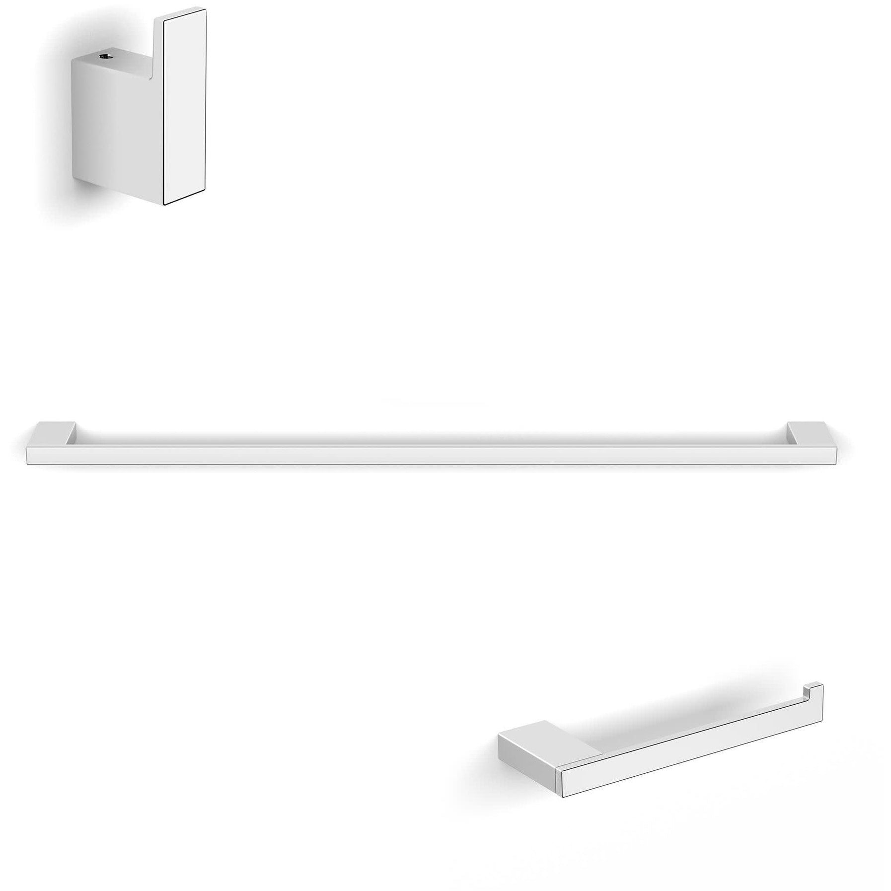 Ws Bath Collections Evo Wsbc 31090B Evo 3 Piece Bathroom Package With Towel Bar Robe Hook And Hook Toilet Paper Holder