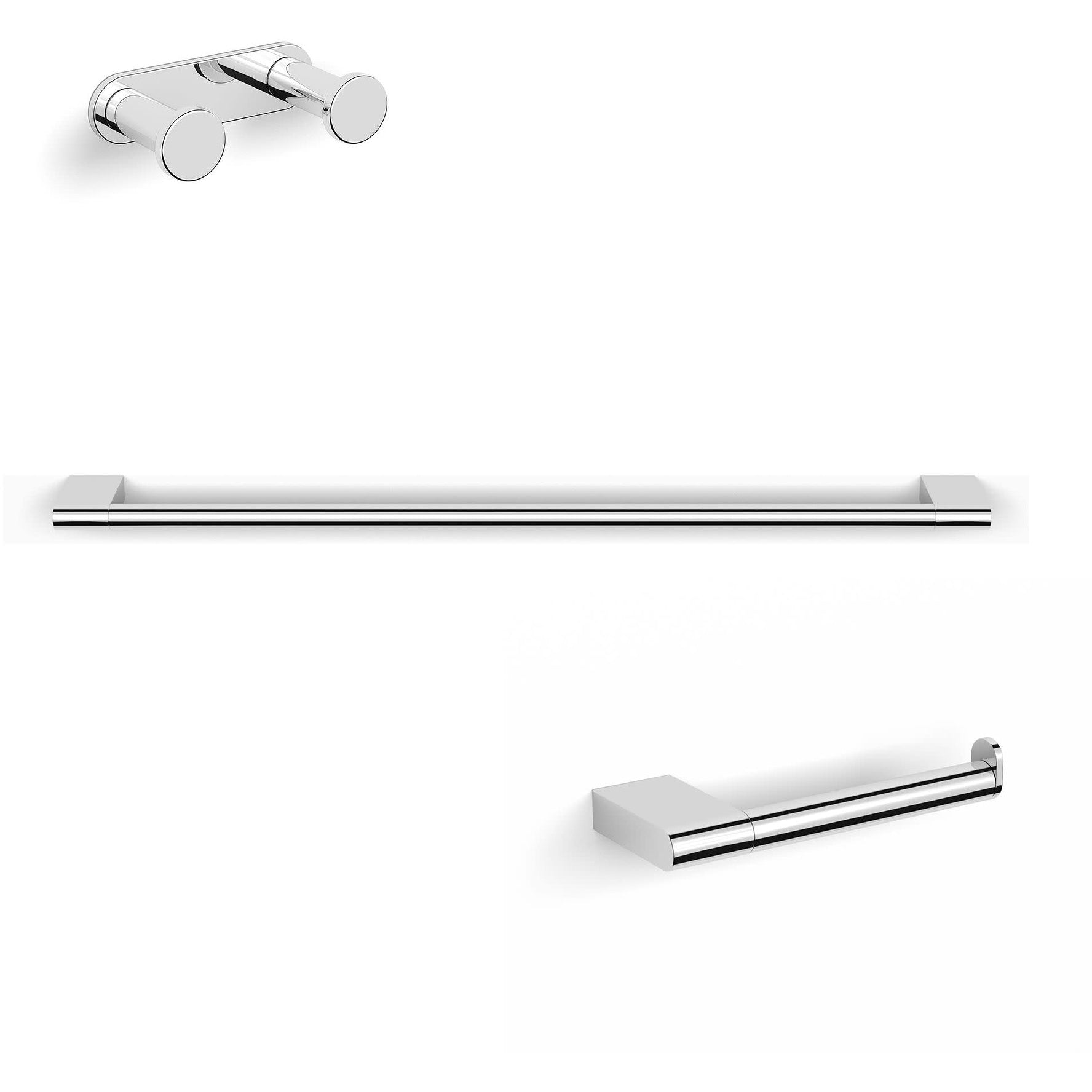 Ws Bath Collections Ice Wsbc 29090B Ice 3 Piece Bathroom Package With Towel Bar Robe Hook And Hook Toilet Paper Holder