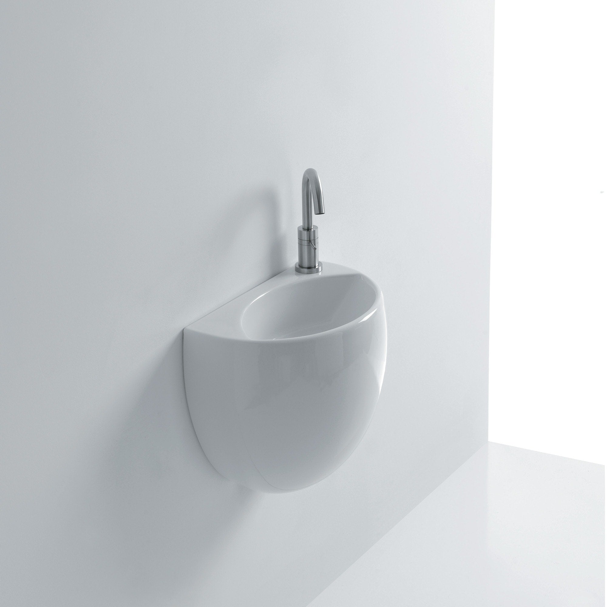 Ws Bath Collections Kilo Wsb7001F Kilo 15 4 5 Ceramic Wall Mounted Bathroom Sink With Single Faucet Hole And Overflow White