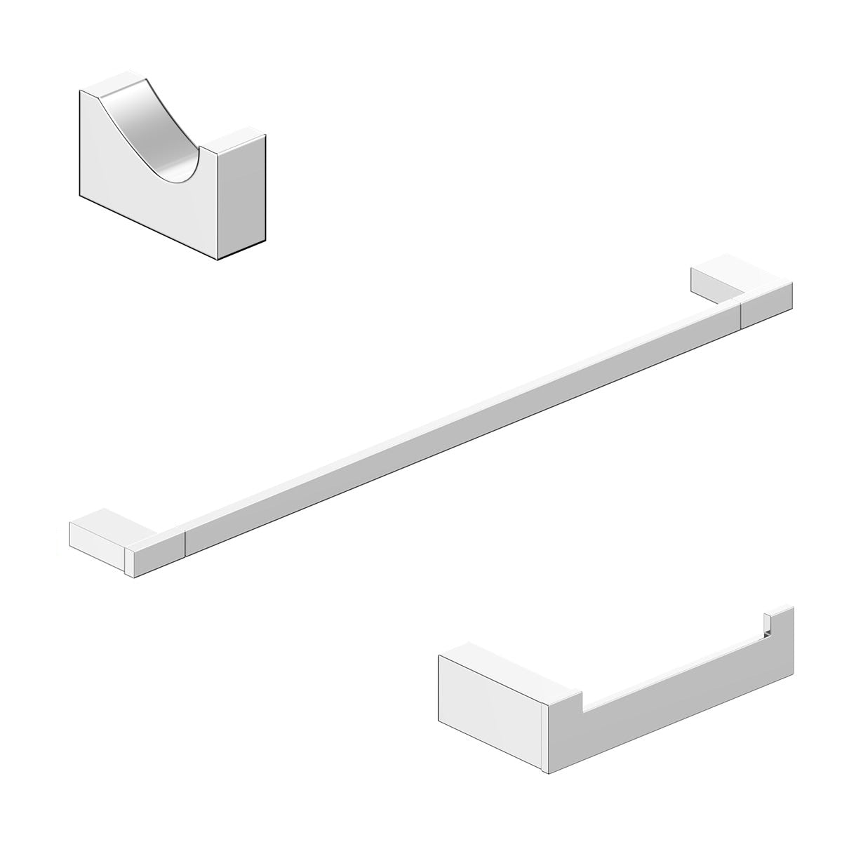 Ws Bath Collections Kimono Wsbc 215890B Kimono 3 Piece Bathroom Package With Towel Bar Robe Hook And Hook Toilet Paper Holder