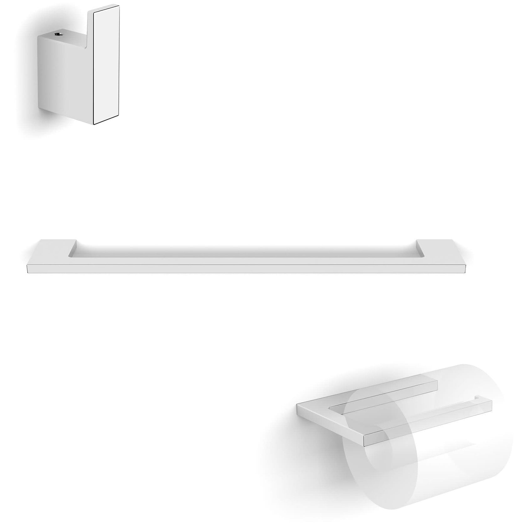 Ws Bath Collections Luna Wsbc 38090A Luna 3 Piece Bathroom Package With Towel Bar Robe Hook And Hook Toilet Paper Holder
