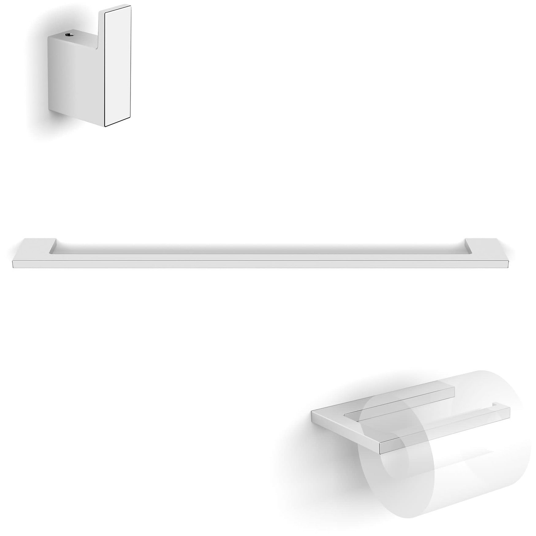 Ws Bath Collections Luna Wsbc 38090B Luna 3 Piece Bathroom Package With Towel Bar Robe Hook And Hook Toilet Paper Holder