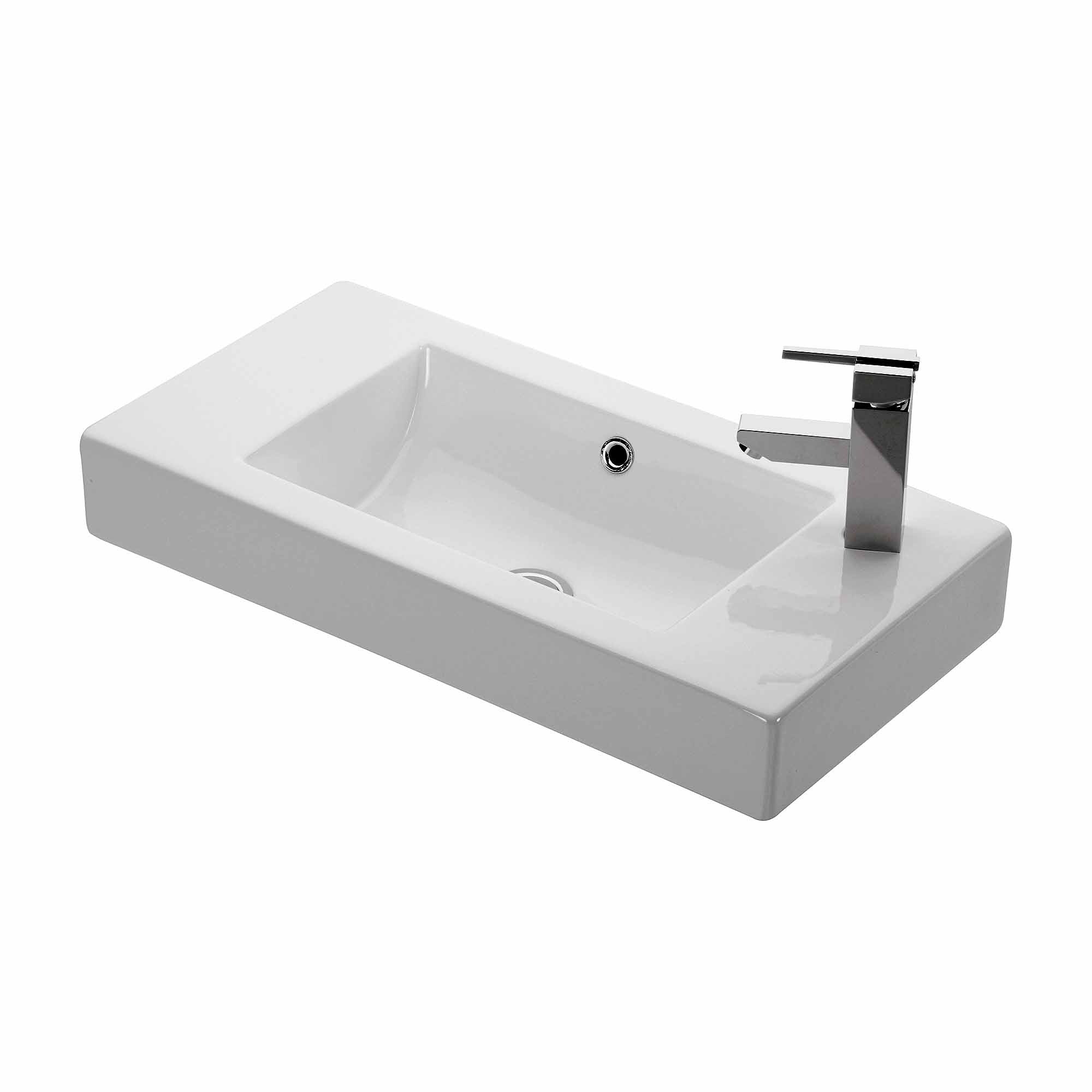 Ws Bath Collections Minimal 4054 Minimal 27 3 5 Wall Mounted Vessel Bathroom Sink White