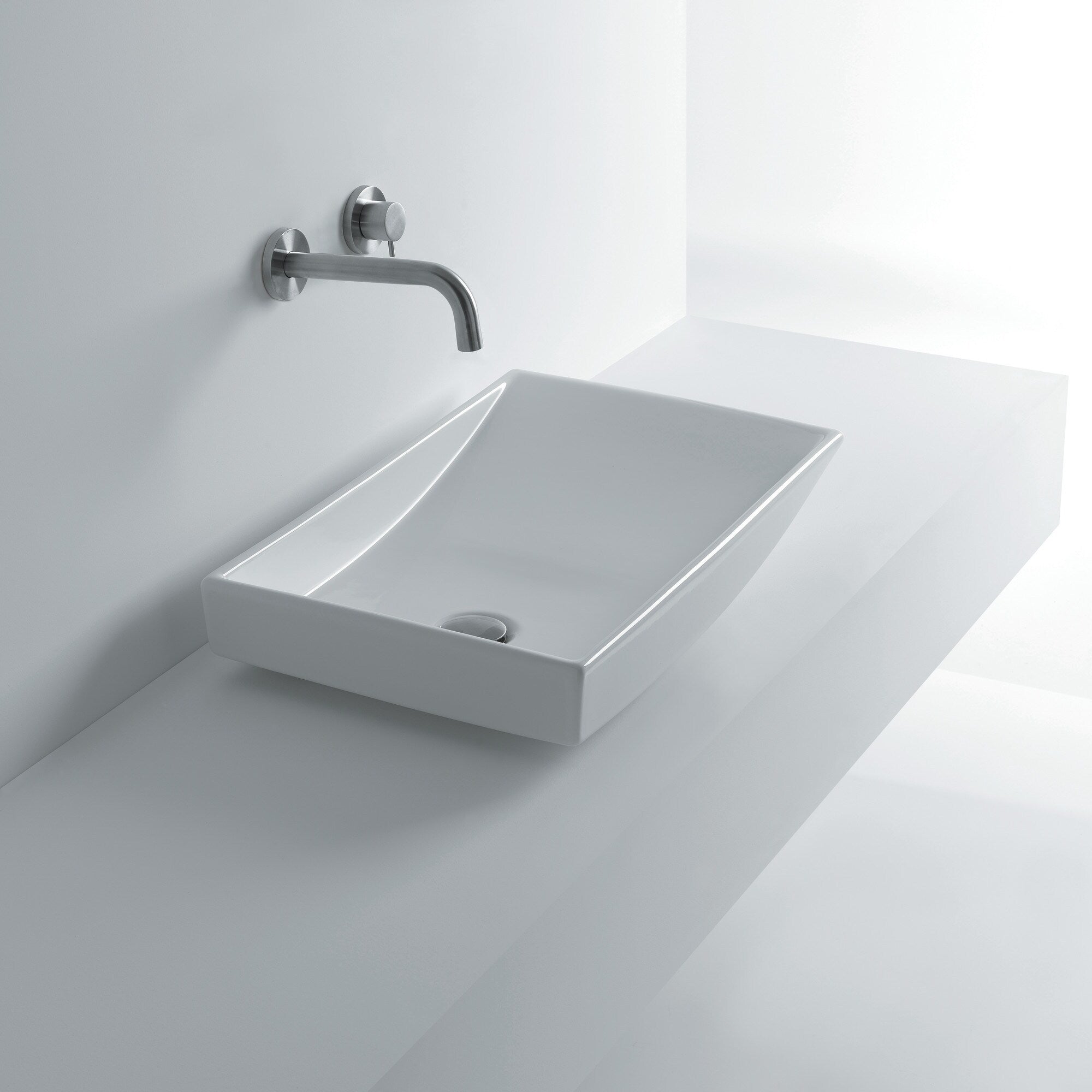 Ws Bath Collections Om Out 60 23 7 8 Ceramic Vessel Bathroom Sink Whitestone Collection White