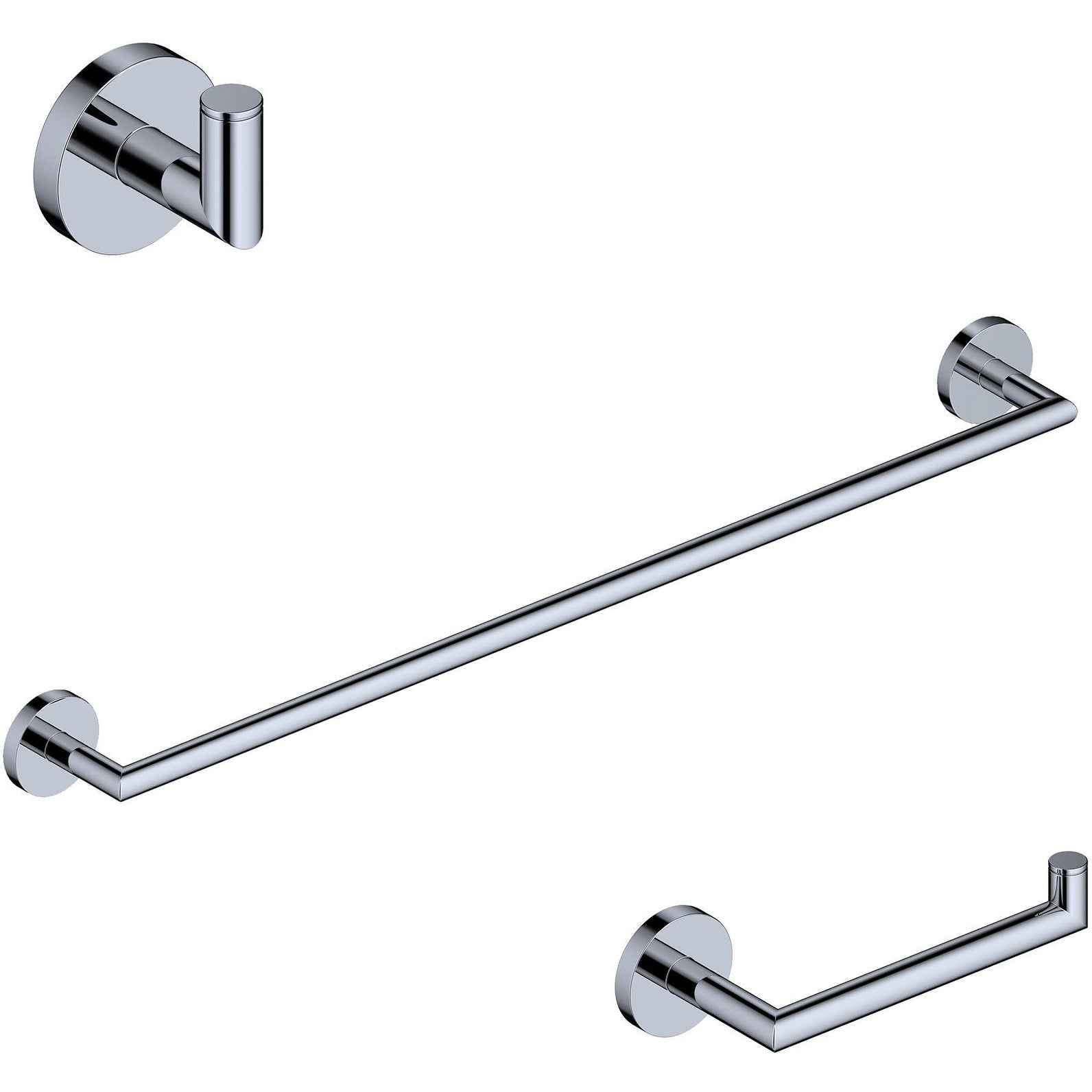Ws Bath Collections Pura Wsbc 203290A Pura 3 Piece Bathroom Package With Towel Bar Robe Hook And Hook Toilet Paper Holder