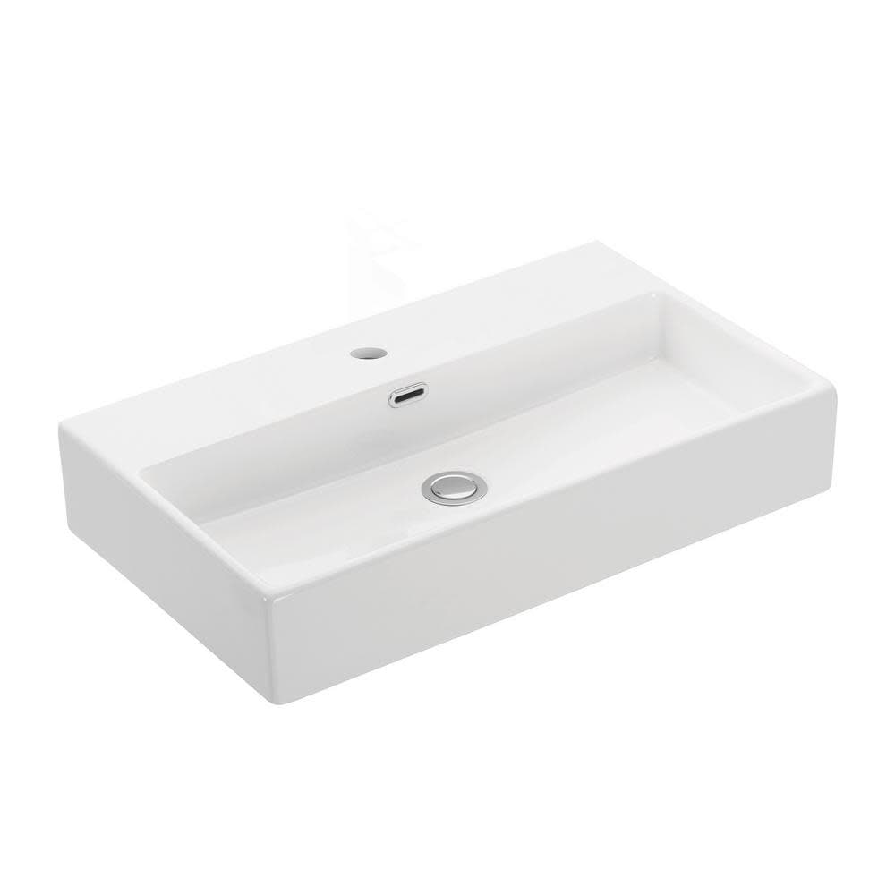 Ws Bath Collections Quattro 70.01 Quattro 27 3 5 Wall Mounted Vessel Bathroom Sink White