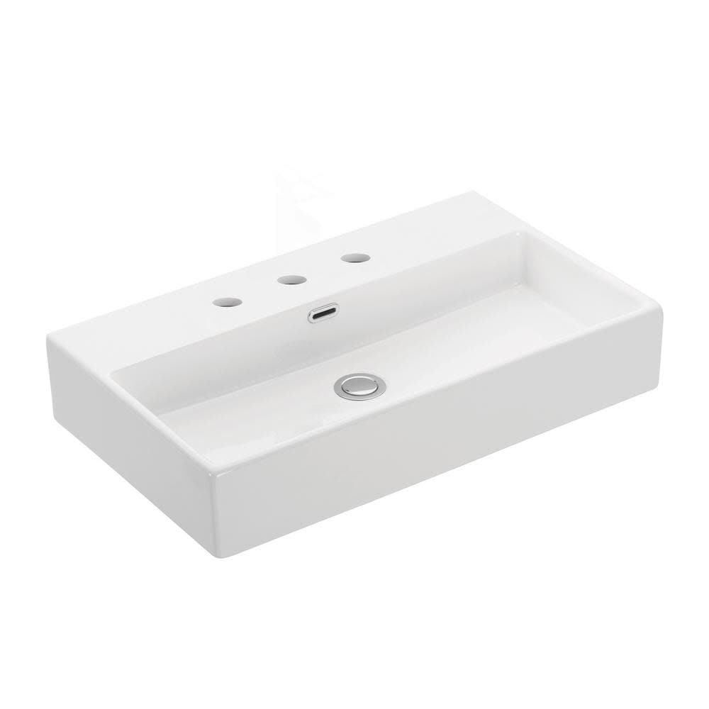 Ws Bath Collections Quattro 70.03 Quattro 27 3 5 Wall Mounted Vessel Bathroom Sink White
