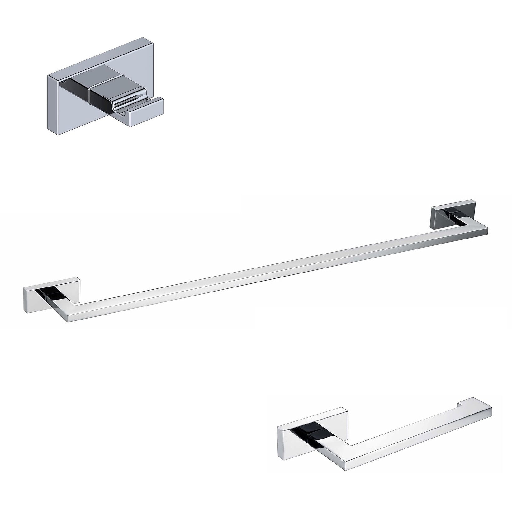 Ws Bath Collections Riva Wsbc 235890A Riva 3 Piece Bathroom Package With Towel Bar Robe Hook And Hook Toilet Paper Holder